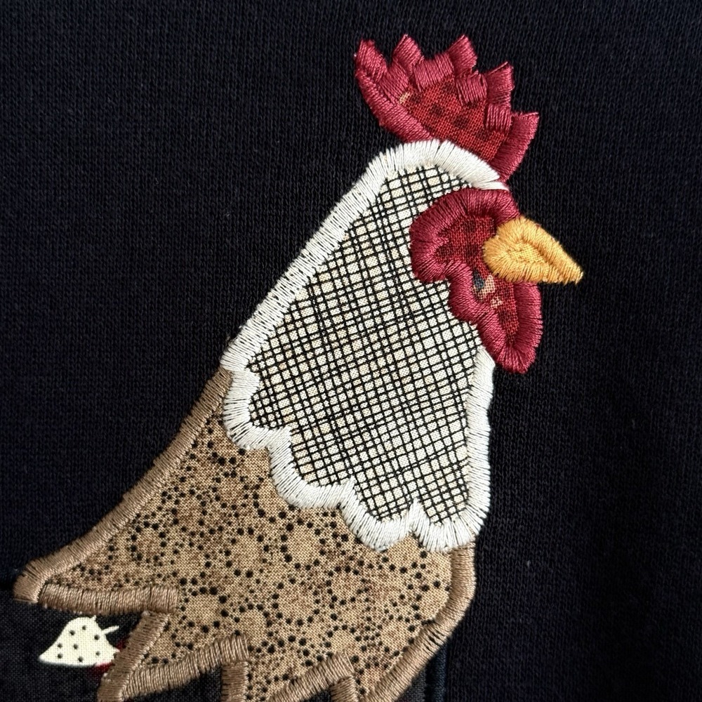 Vtg Rooster Graphic Sweatshirt Womens XL Farm Cottage Bird Country USA Deadstock - Picture 4 of 10